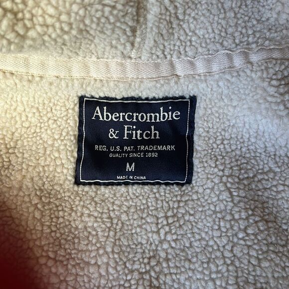 Abercrombie & Fitch hoodie Faux Fur inside Navy Blue Logo front impeccable - Picture 7 of 12
